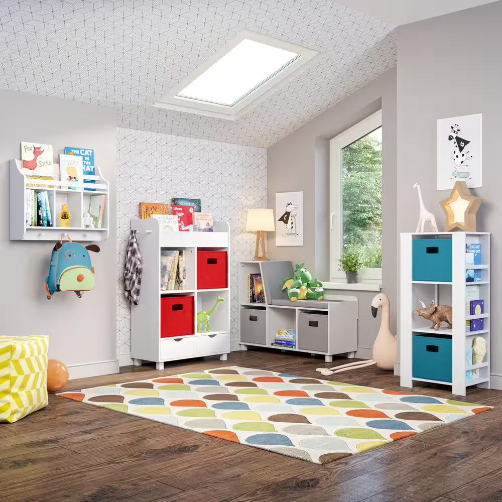 Kids Bookshelf and Toy Organizer Tower 17.38 In. Wide